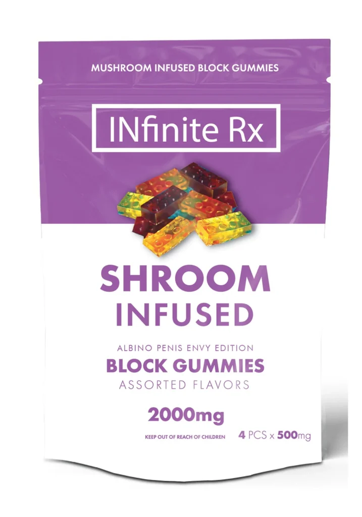 buy INfinite Rx Shroom Infused Albino Penis Envy Edition Block Gummies Edibles (2000mg)